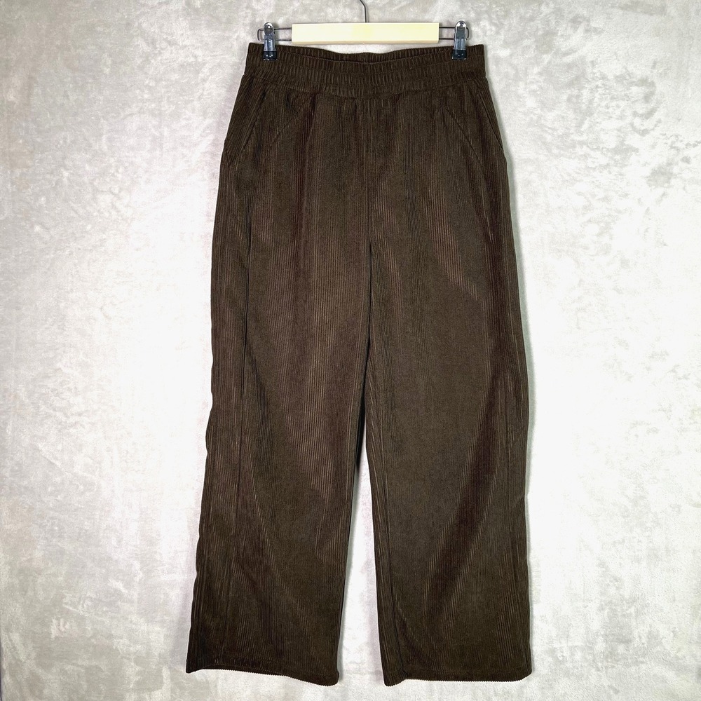 Halara High Waisted Pocket Straight Leg Brown M Baggy Mop Corduroy Casual Pants - Picture 1 of 9